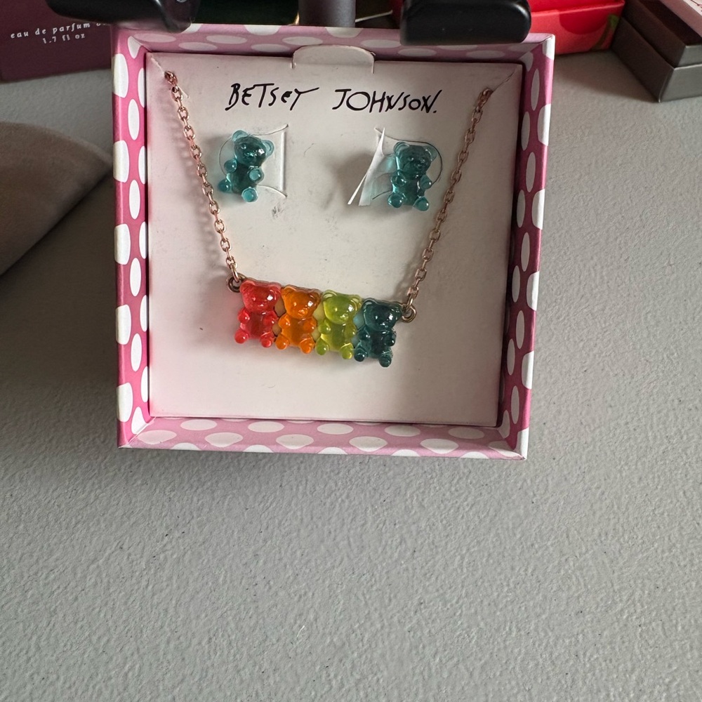 Betsey Johnson Colorful Beaded Necklace and Earring Set